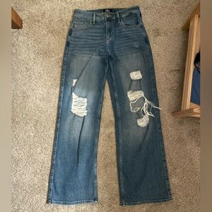Hollister high rise vintage baggy denim blue distressed Jeans